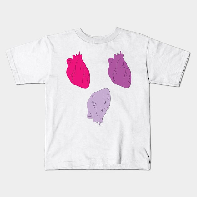 Pink and Purple Anatomical Heart Pattern Kids T-Shirt by emadamsinc